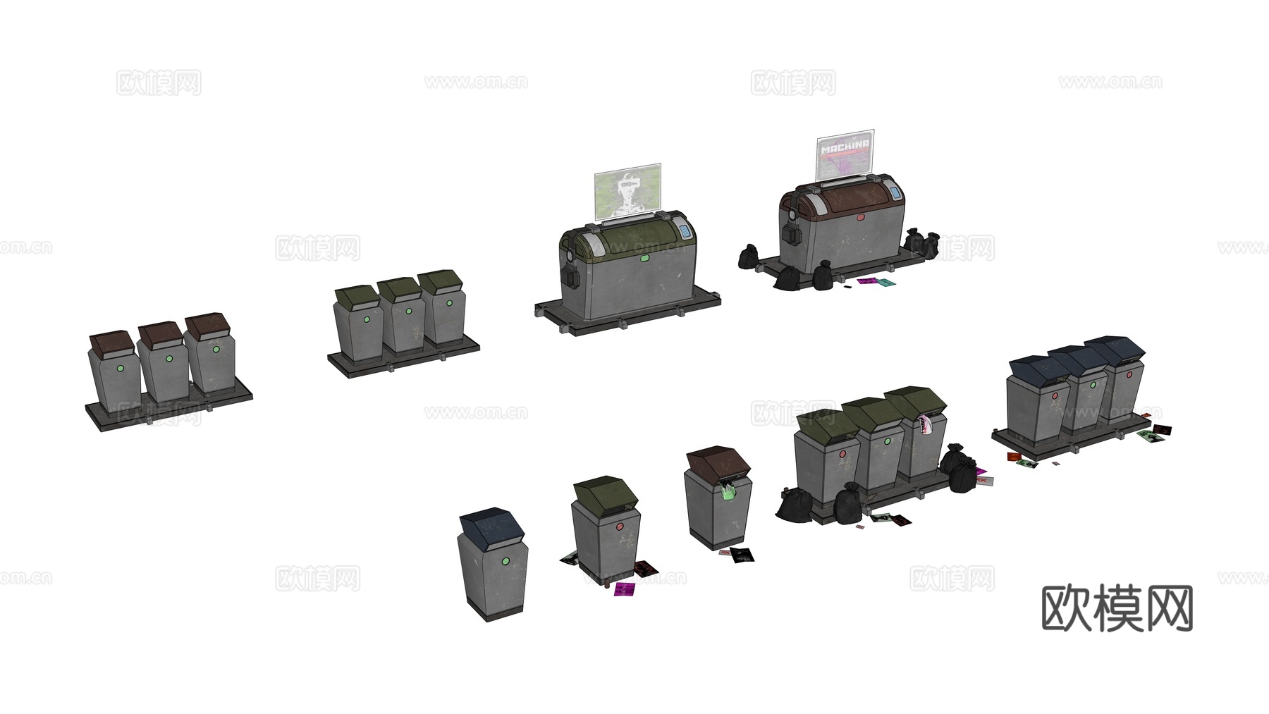 科幻垃圾桶 赛博朋克垃圾桶 街道垃圾桶 高科技垃圾桶 电子垃su模型