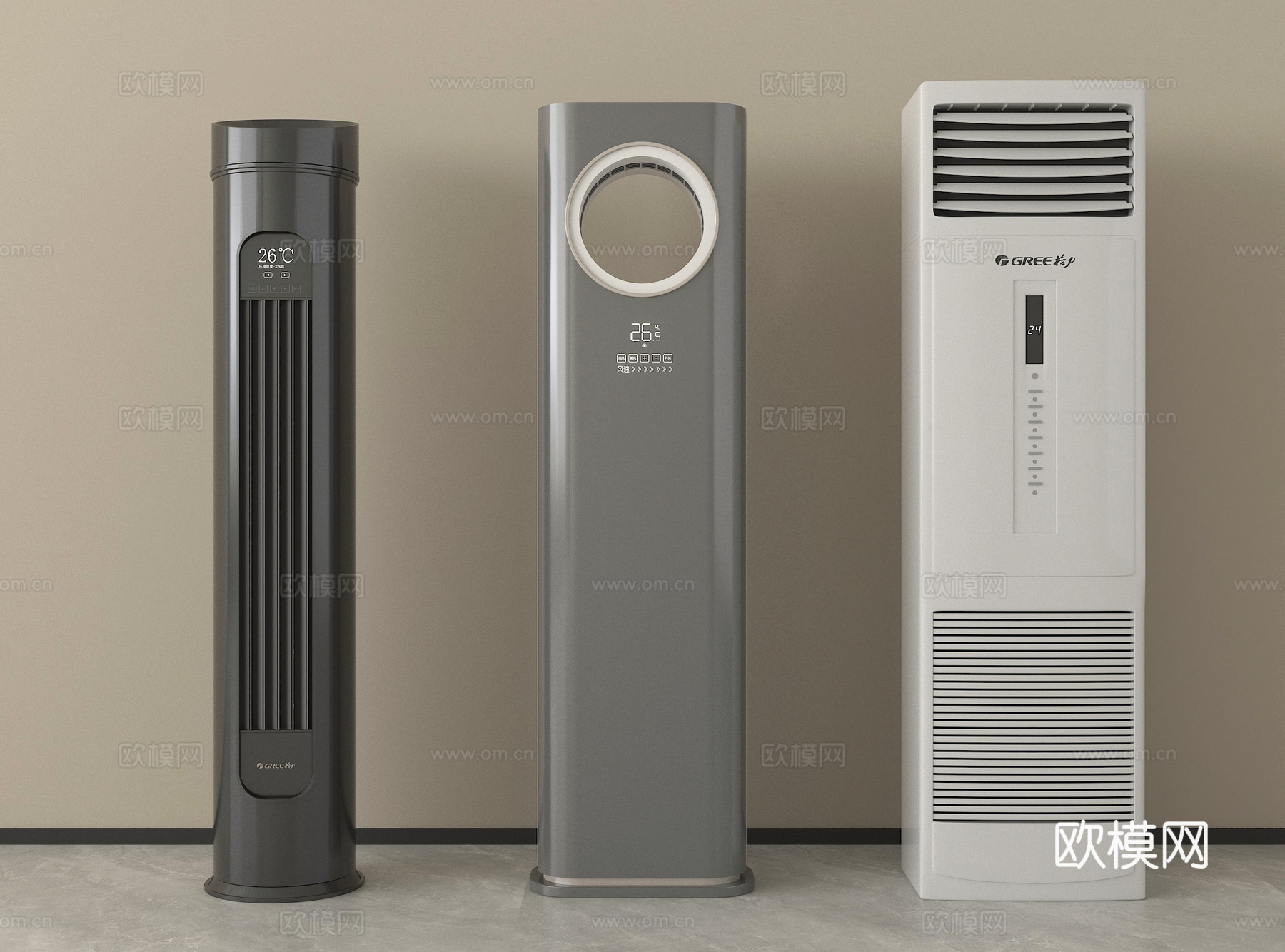 现代空调 立式空调su模型