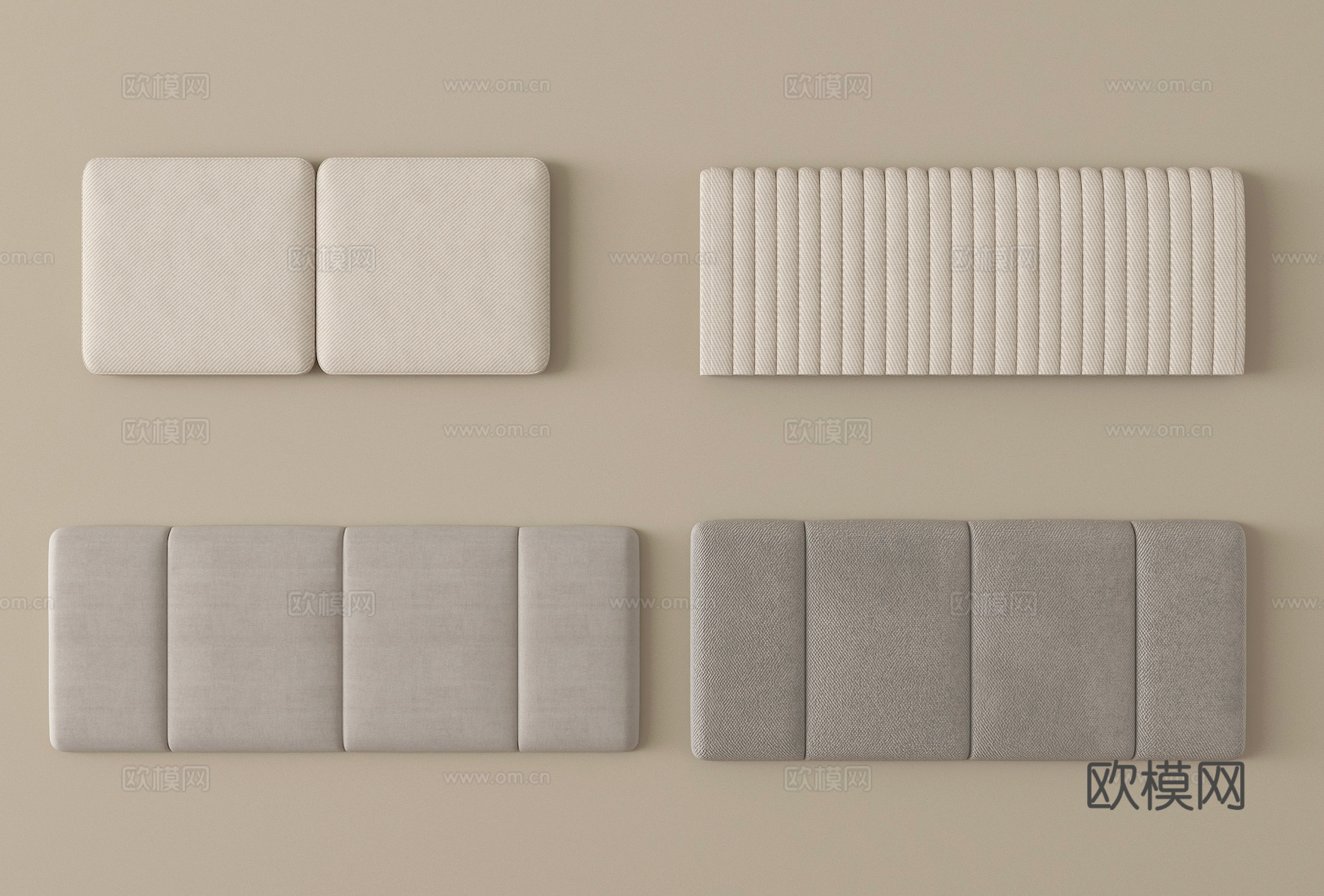 现代床靠背 床品 床头3d模型下载