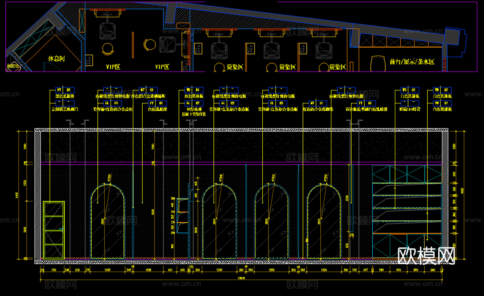 11套理发店施工图最新整理cad施工图