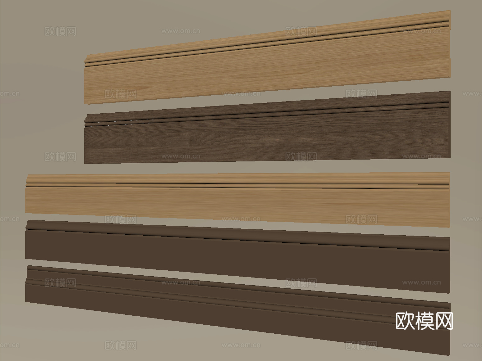 现代踢脚线 实木地脚线su模型