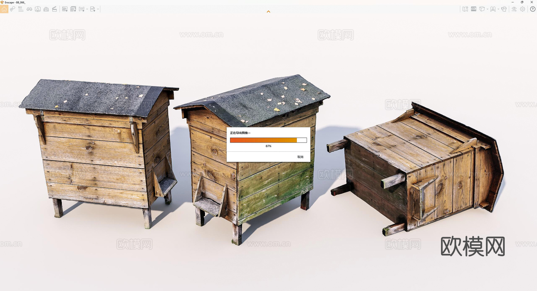 现代旧木箱 蜂箱su模型