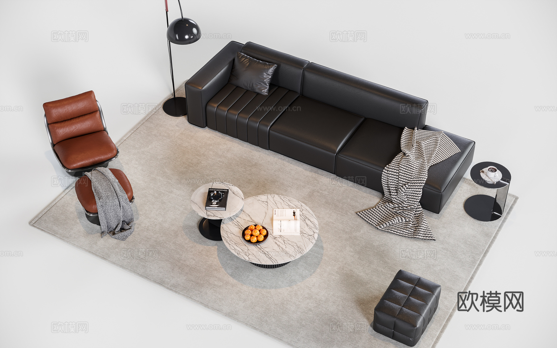 现代简约沙发组合su模型