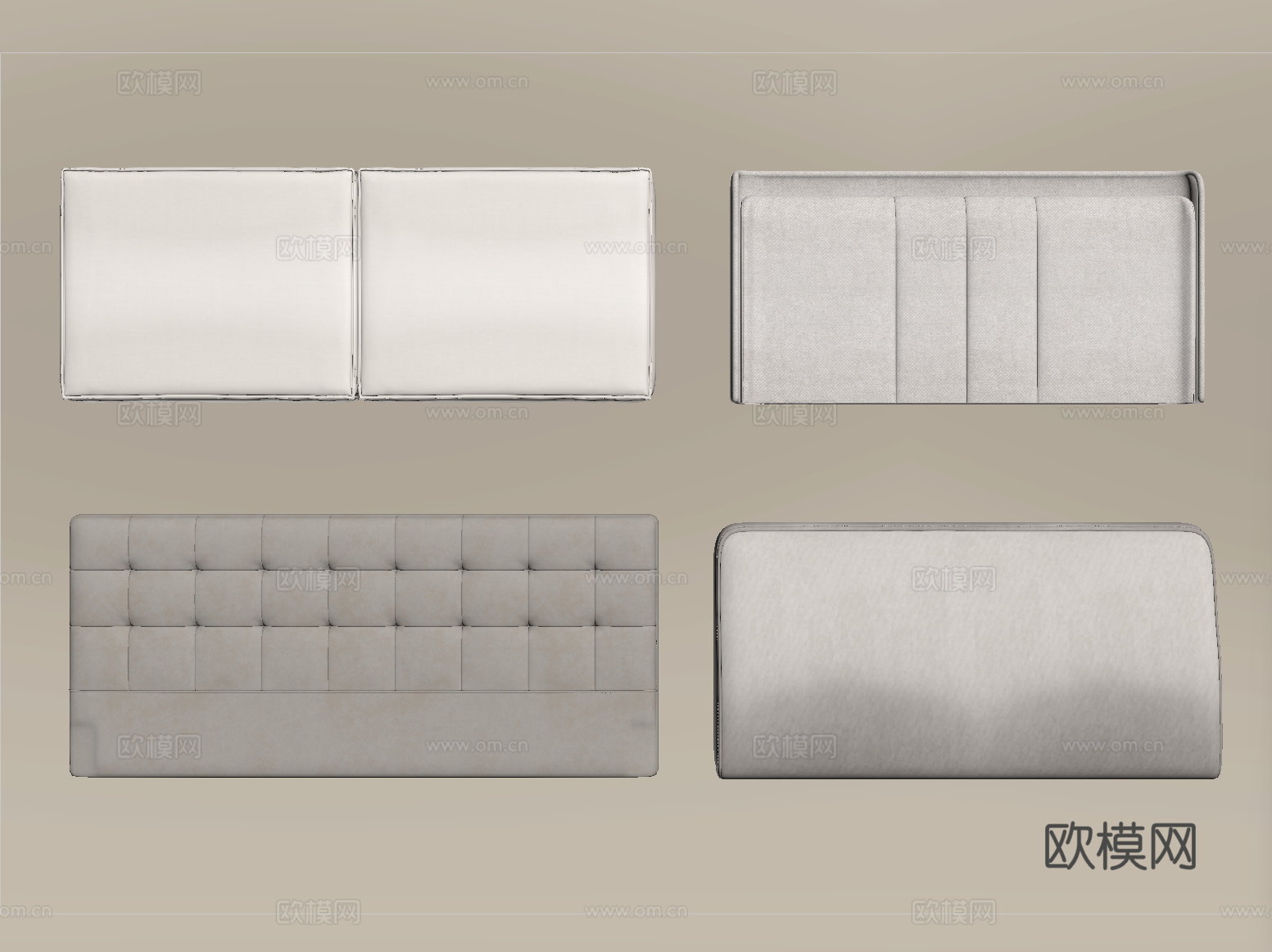 现代床靠背 床品 床头su模型