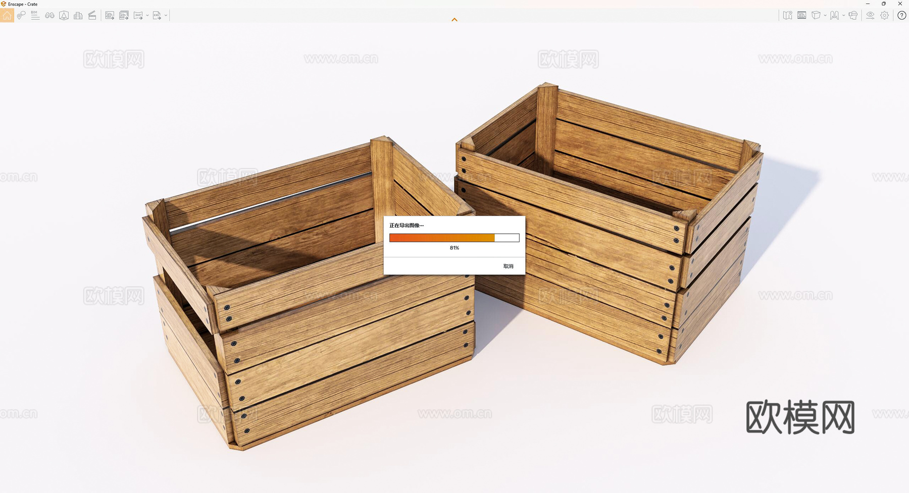 现代旧木格箱su模型