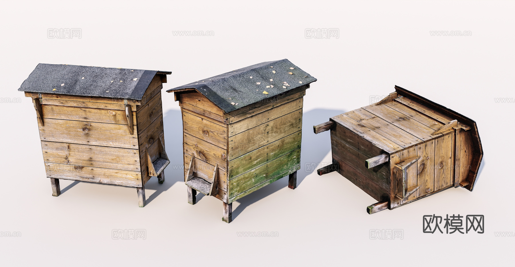 现代旧木箱 蜂箱su模型