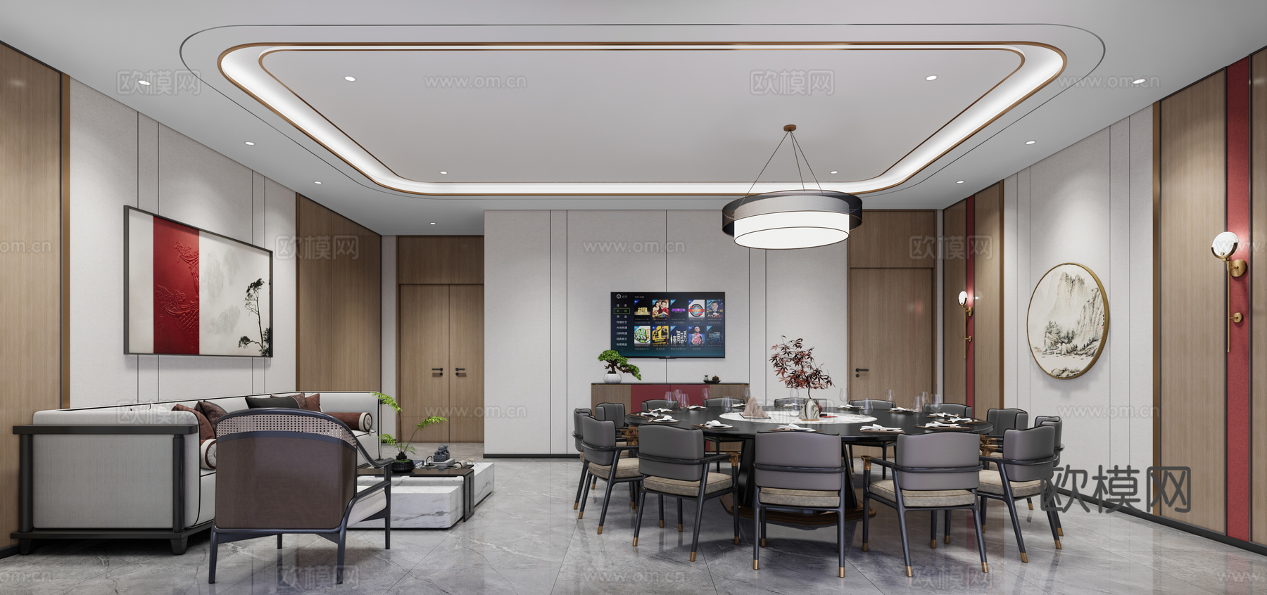 中餐包房su模型