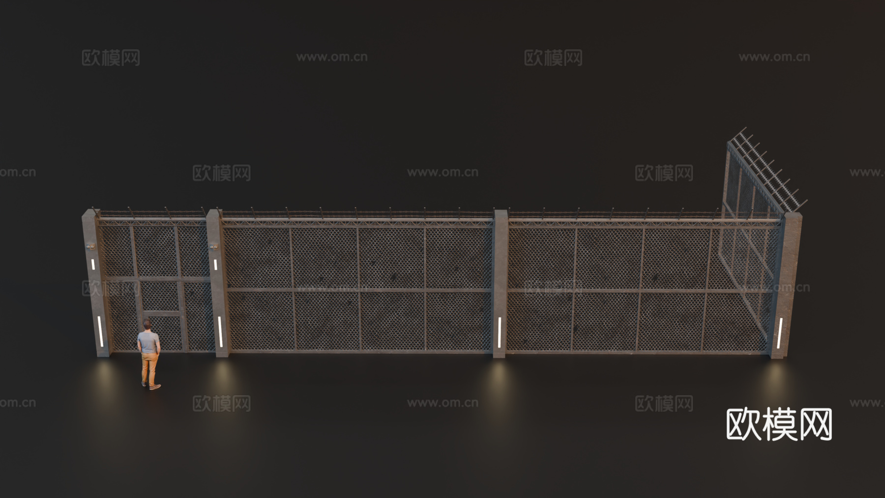 铁丝网围墙 基地围墙 铁网围栏 铁丝网su模型