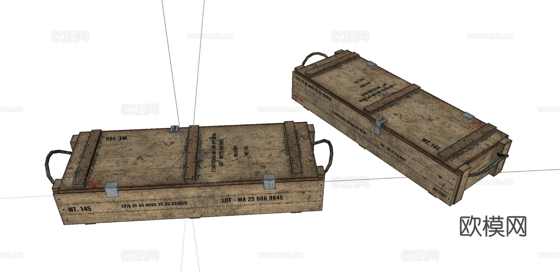 现代旧木箱su模型