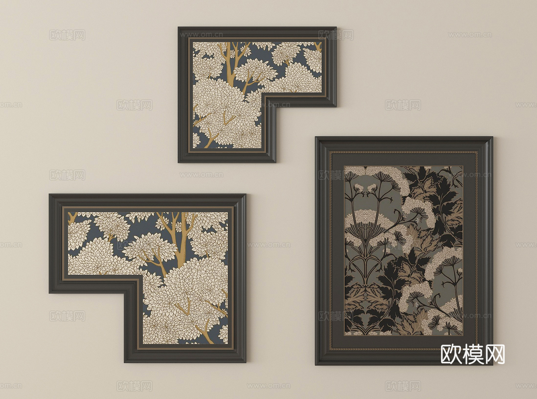 法式复古装饰画 挂画su模型