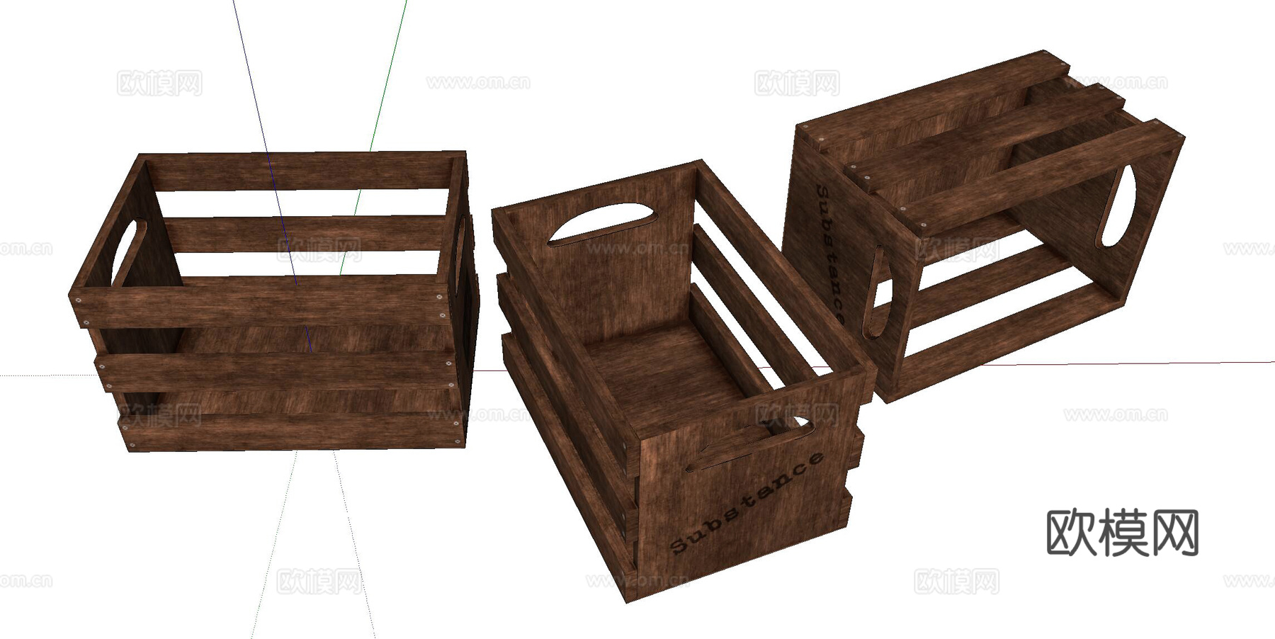 现代旧木箱su模型
