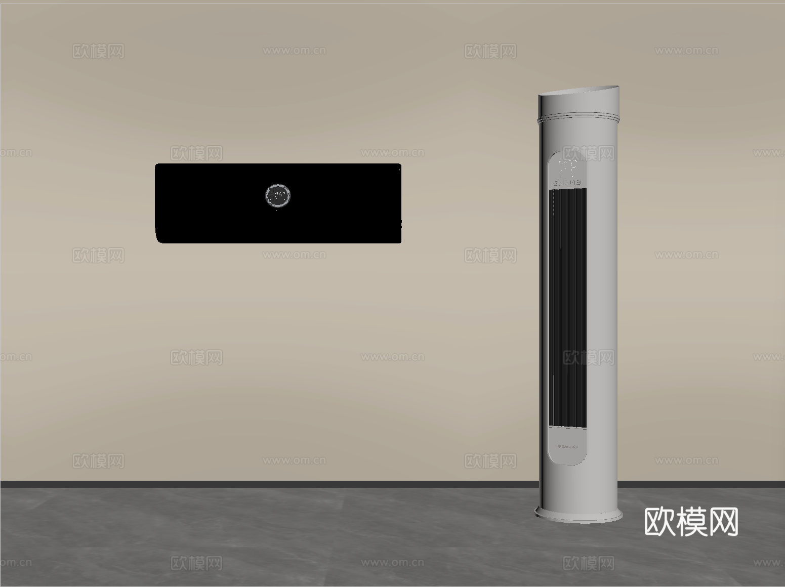 现代空调 壁挂式空调 立式空调su模型