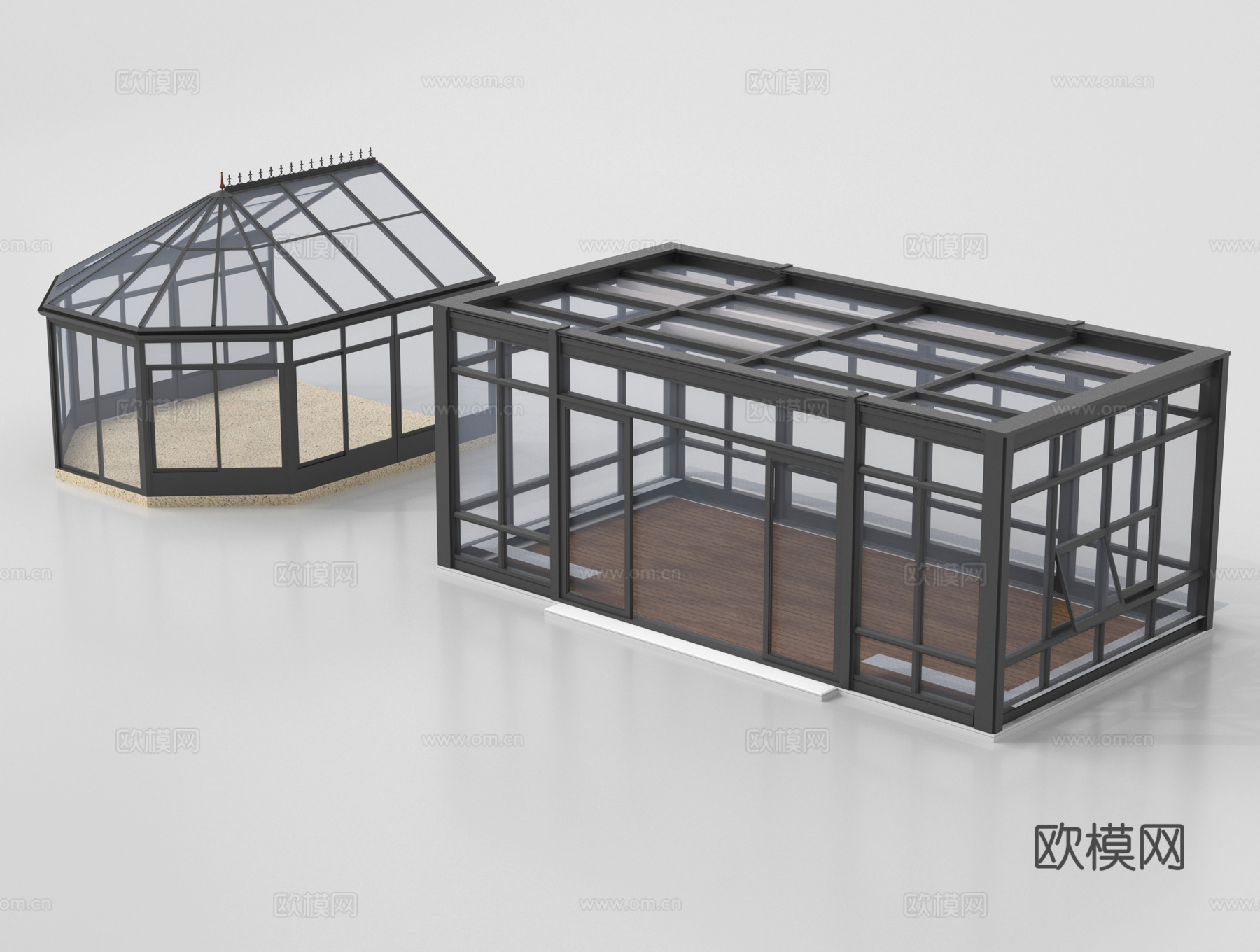 现代阳光房 玻璃房3d模型下载