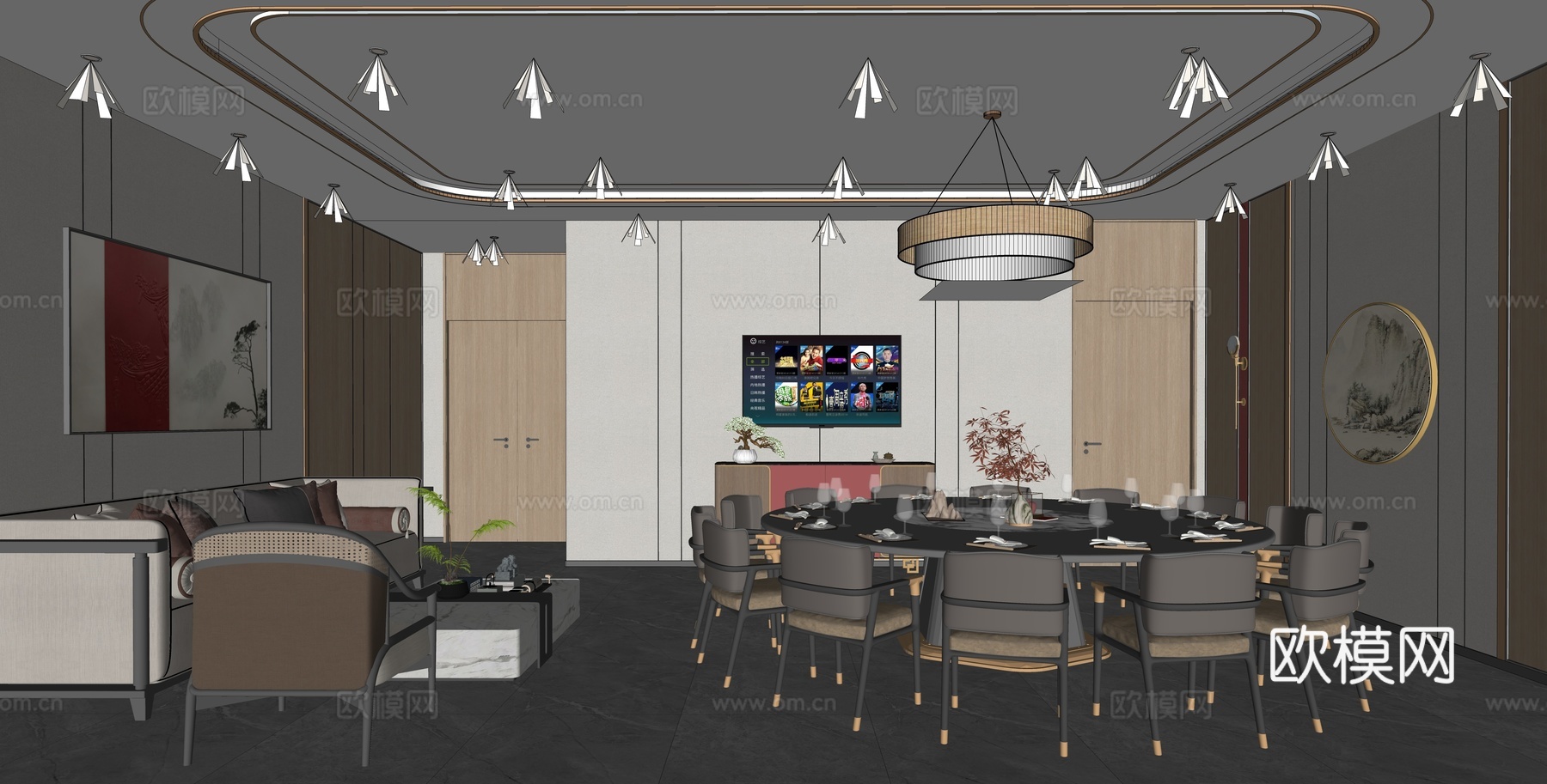 中餐包房su模型