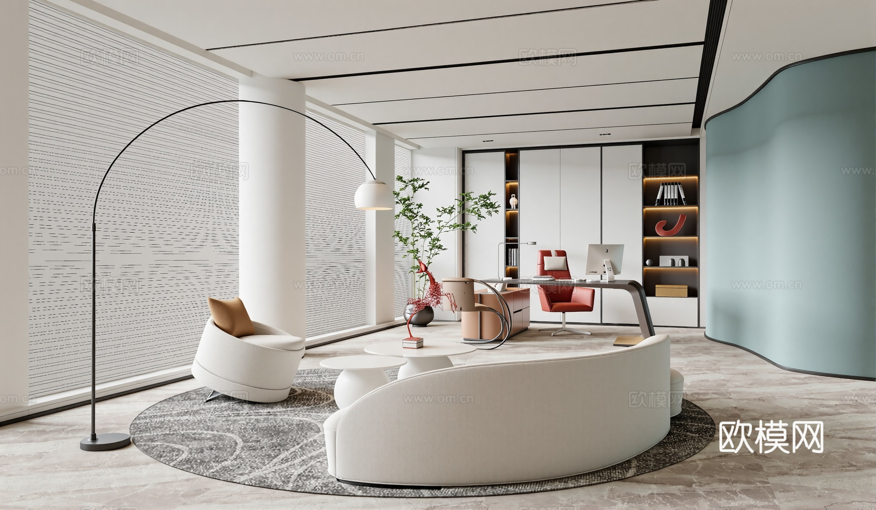 现代总经理办公室su模型