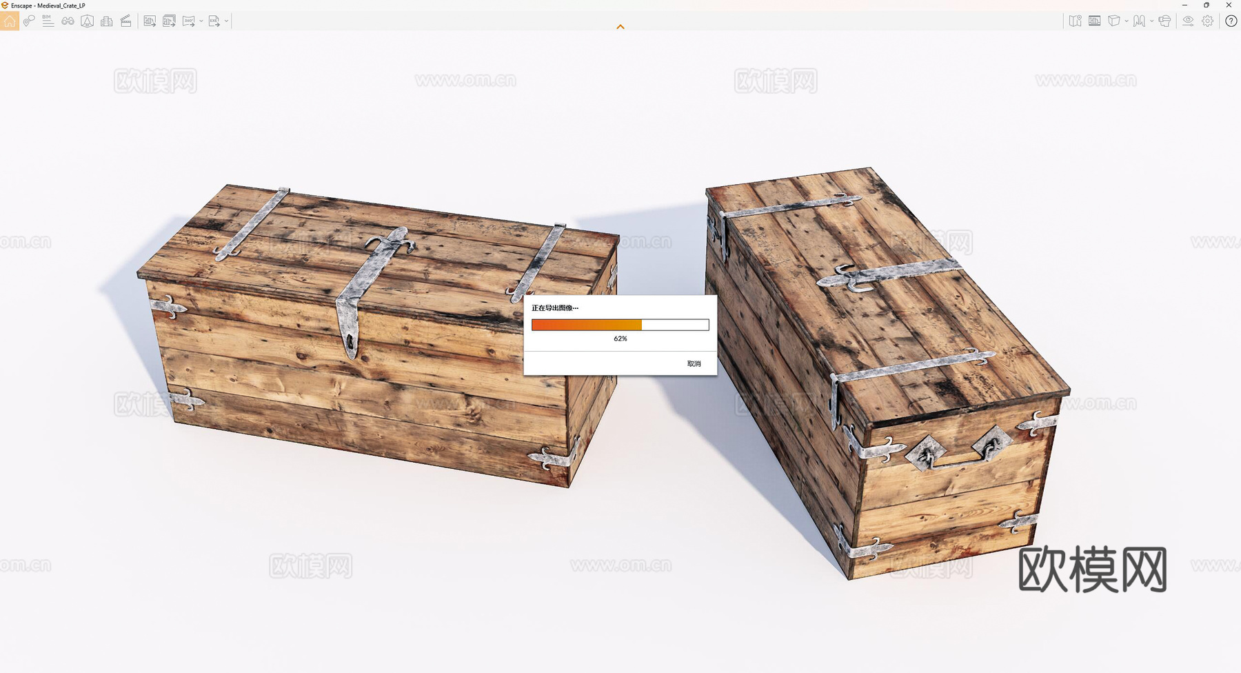 现代旧木箱su模型