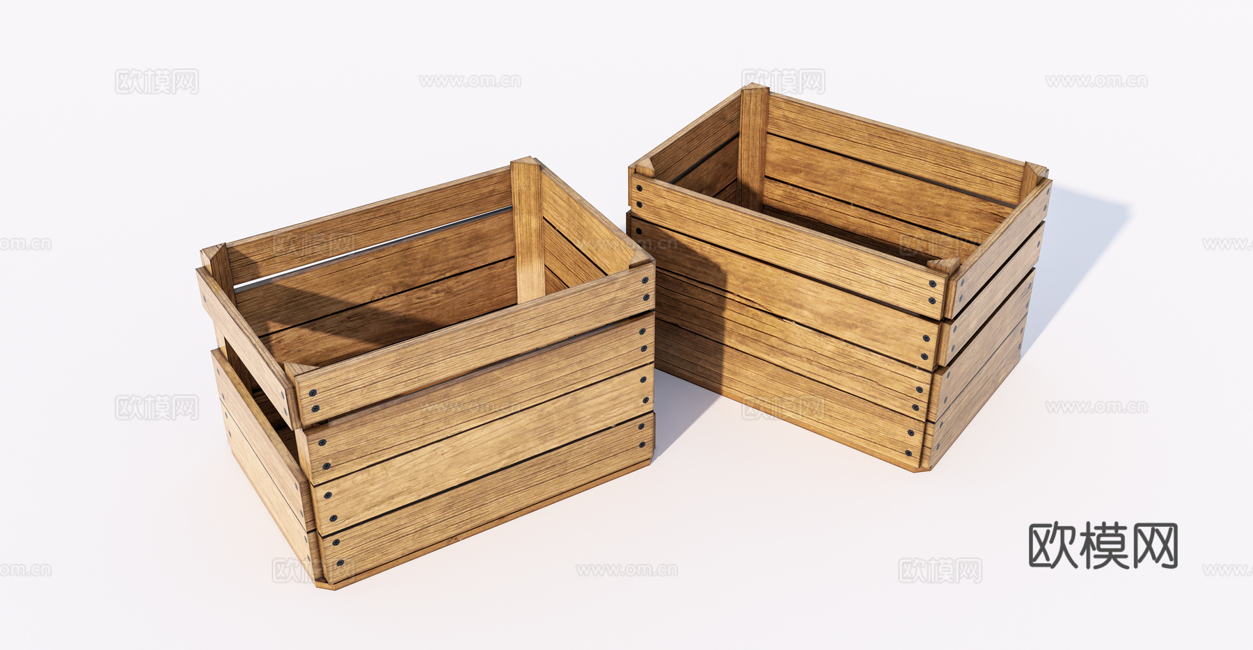 现代旧木格箱su模型