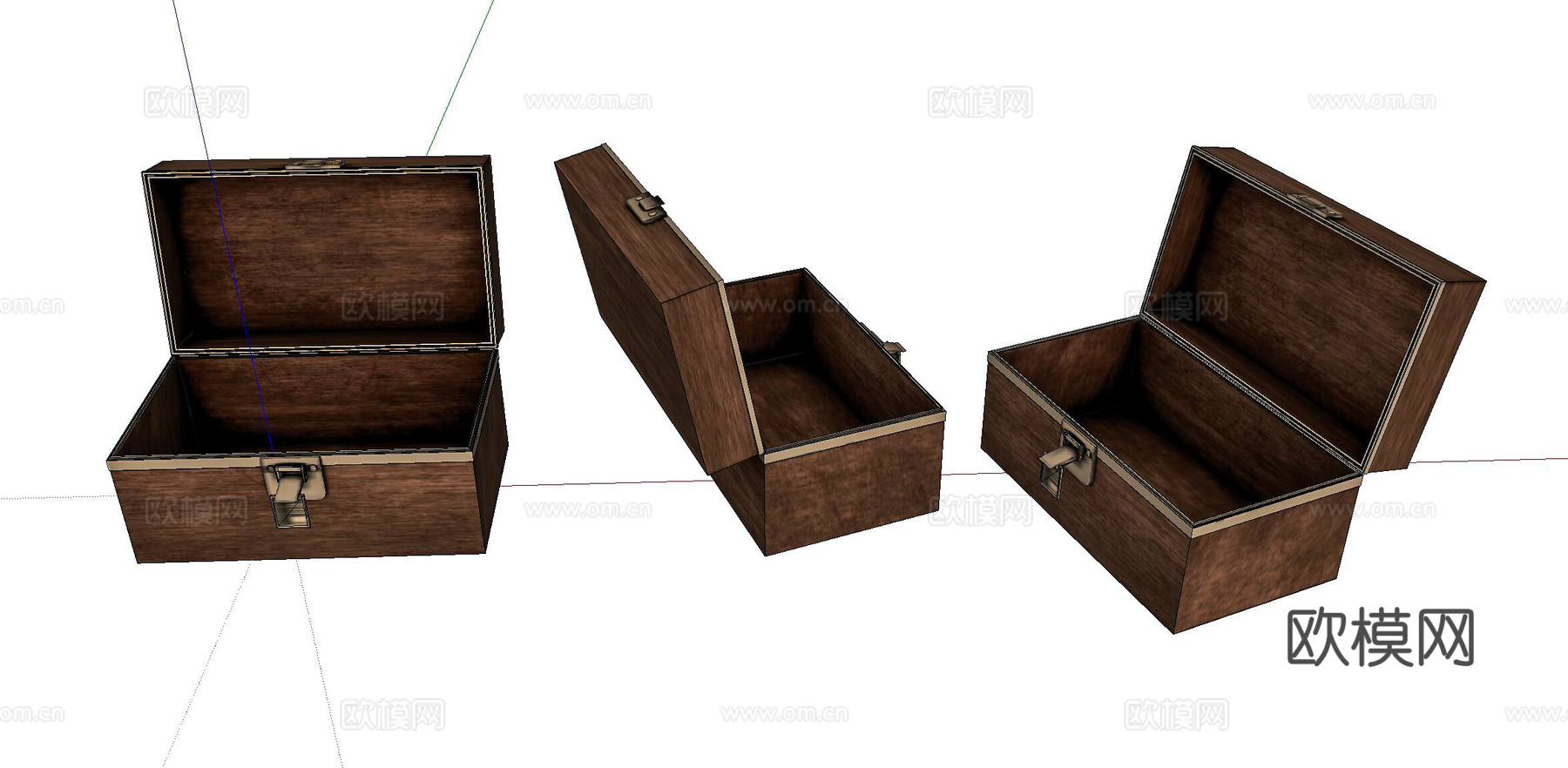 现代旧木箱su模型