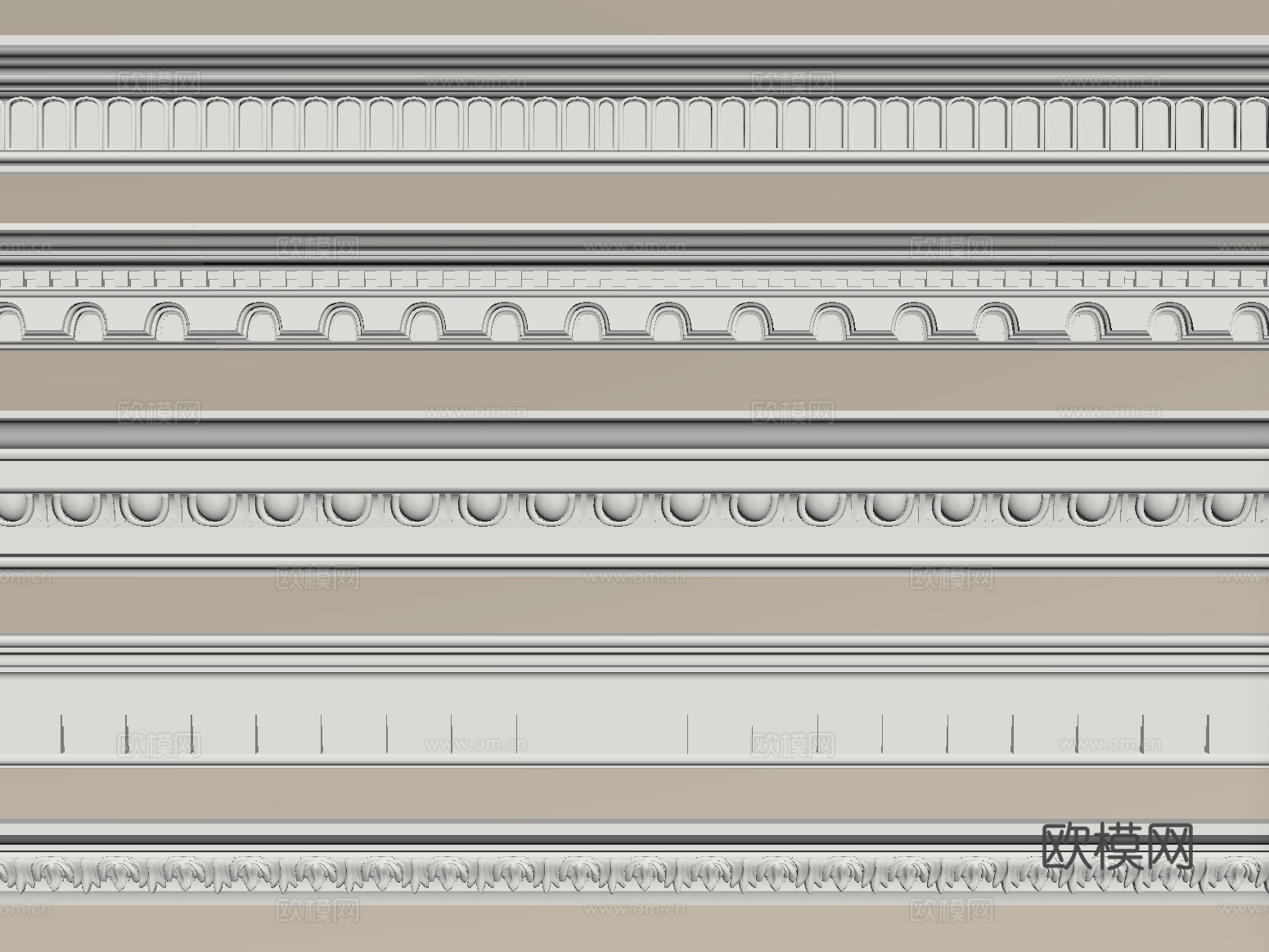 简欧石膏线 石膏构件 线条su模型