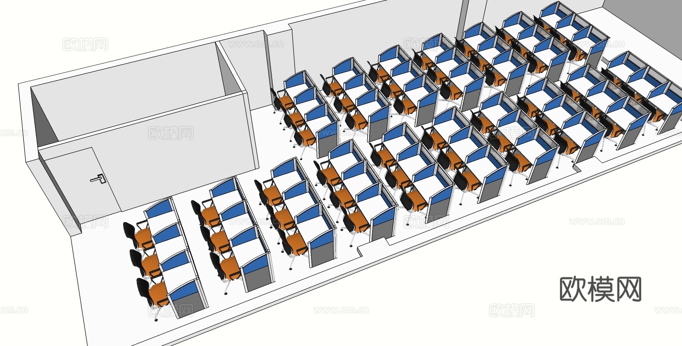 办公工位 办公班台 办公家具 工位 办公室su模型