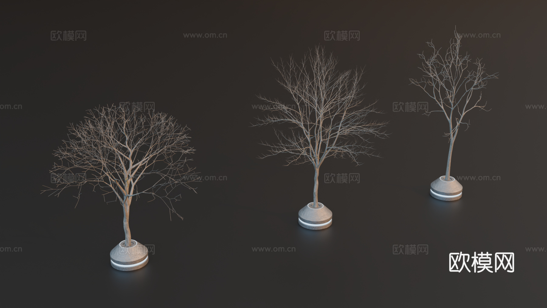 赛博朋克树木 科幻树木 广场树 枯树 行道树su模型