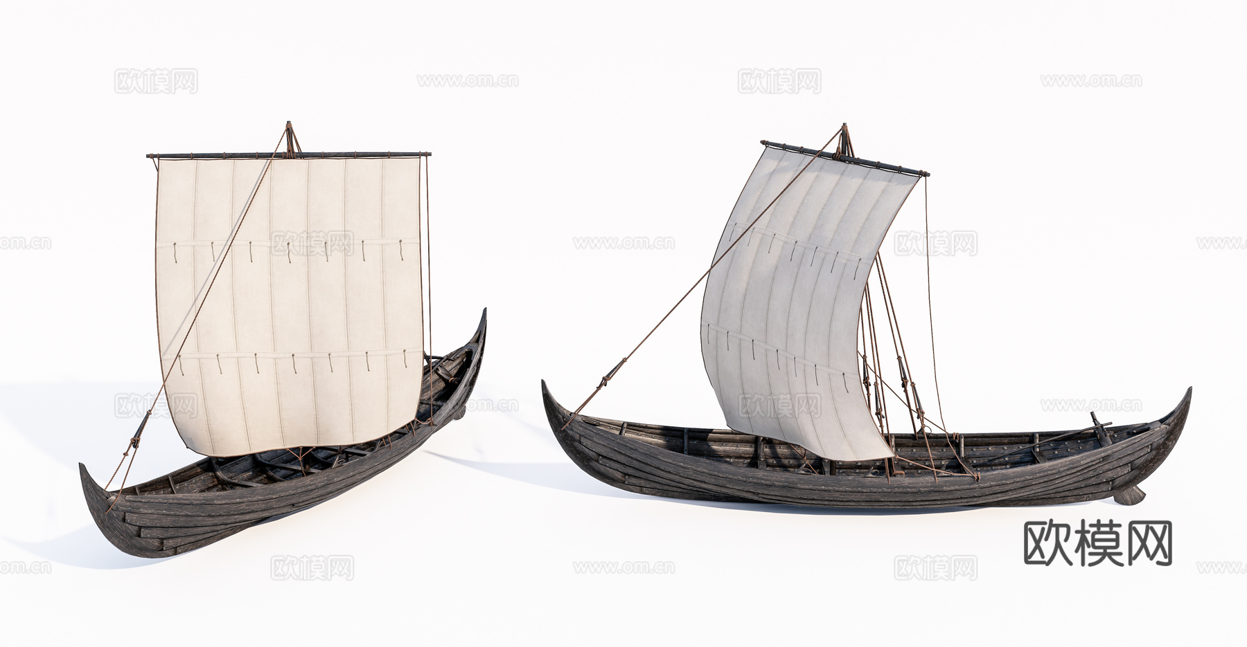 现代船 木船 帆船su模型下载（渲染图1）