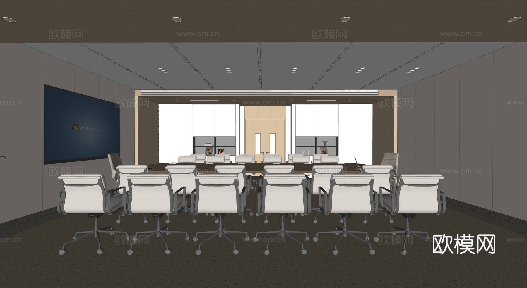 现代会议室  会议室  会议室桌椅su模型