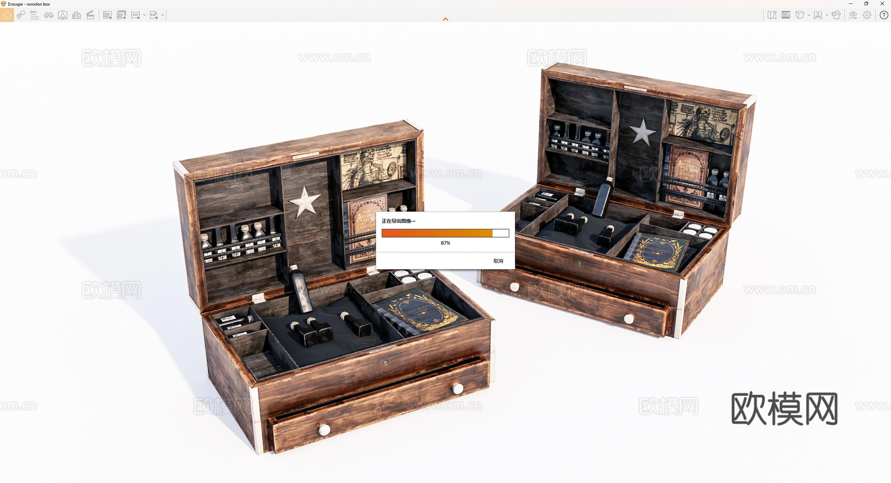 现代旧木箱su模型