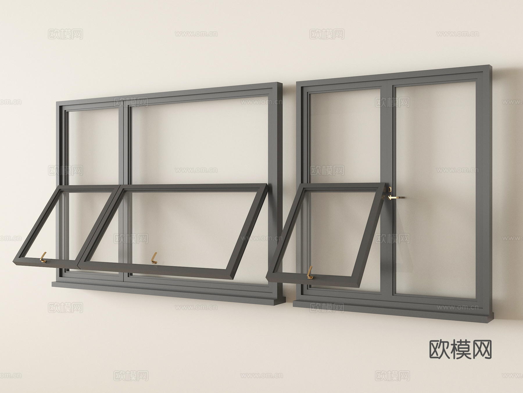 现代上下折叠窗su模型