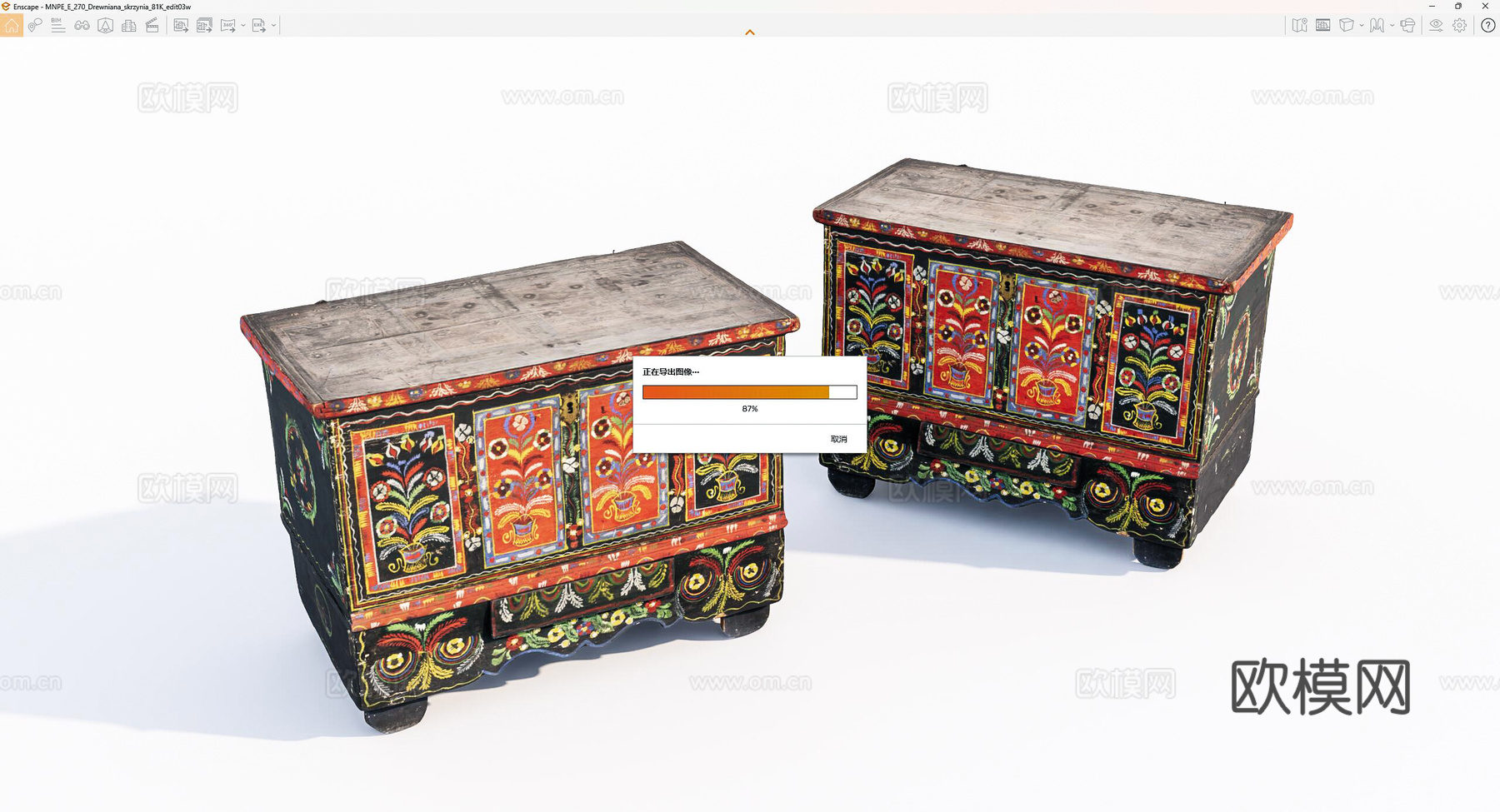 藏式风格矮柜 边柜su模型