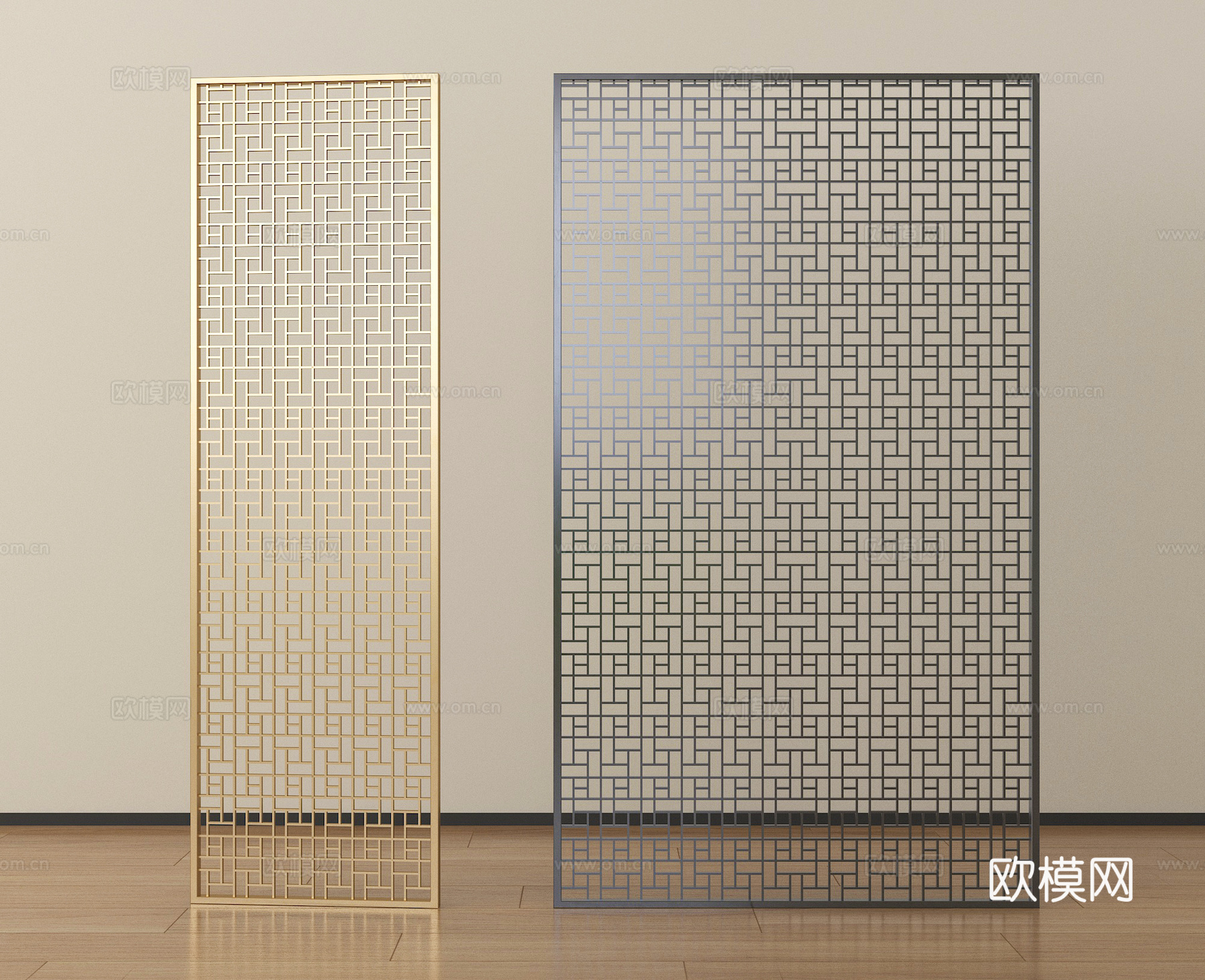现代屏风隔断 金属屏风隔断 镂空屏风隔断su模型