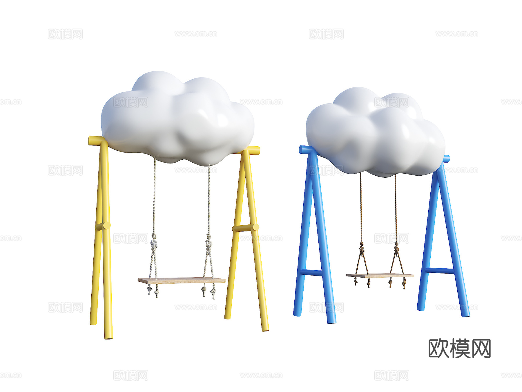 现代秋千 白云秋千 现代美陈秋千 网红打卡点秋千 云朵秋千su模型