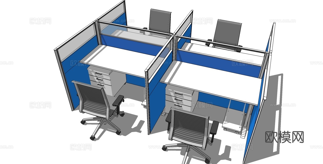 办公工位 办公班台 办公家具 工位 办公室 文件柜su模型