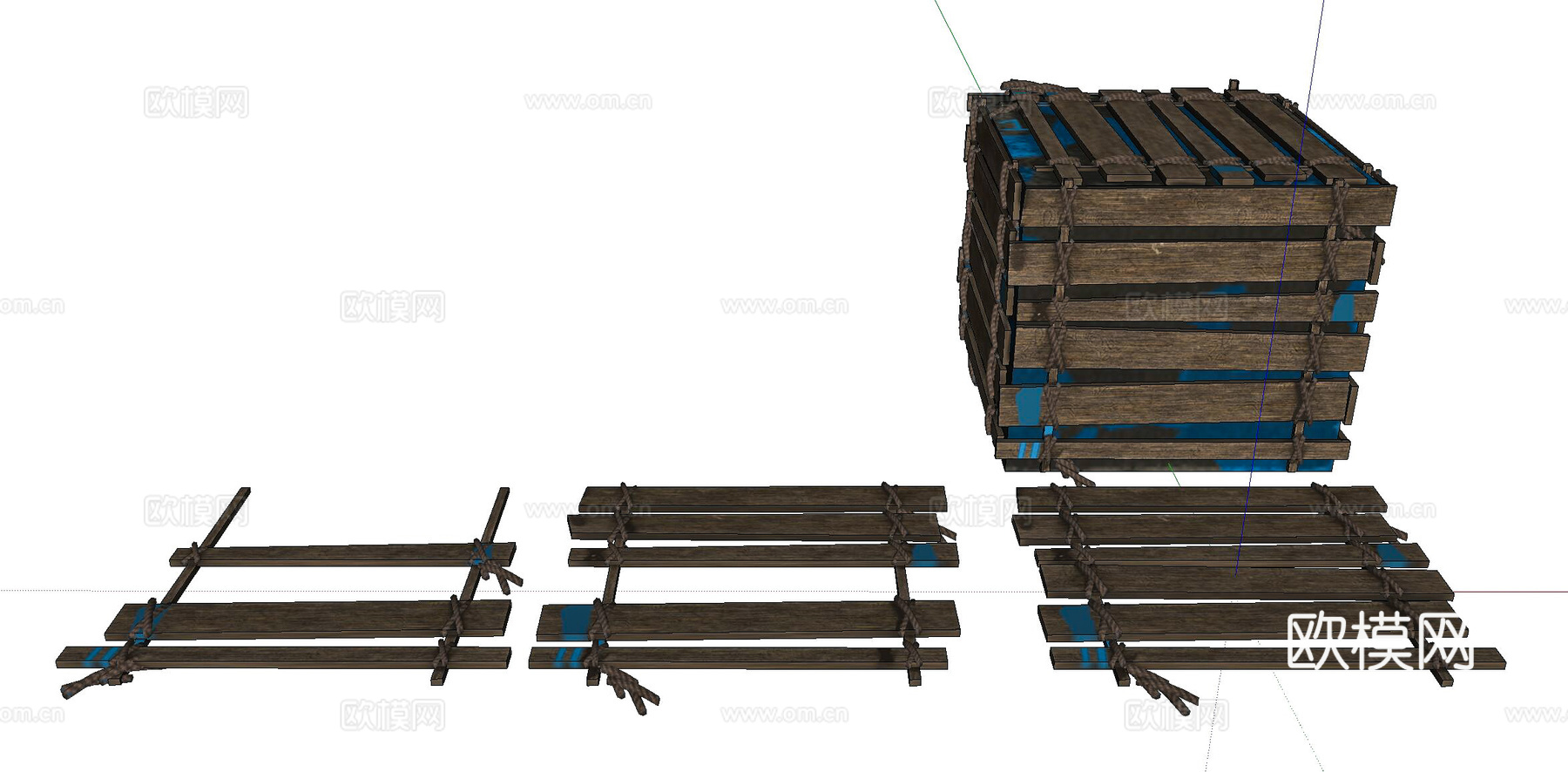 木板 木箱su模型