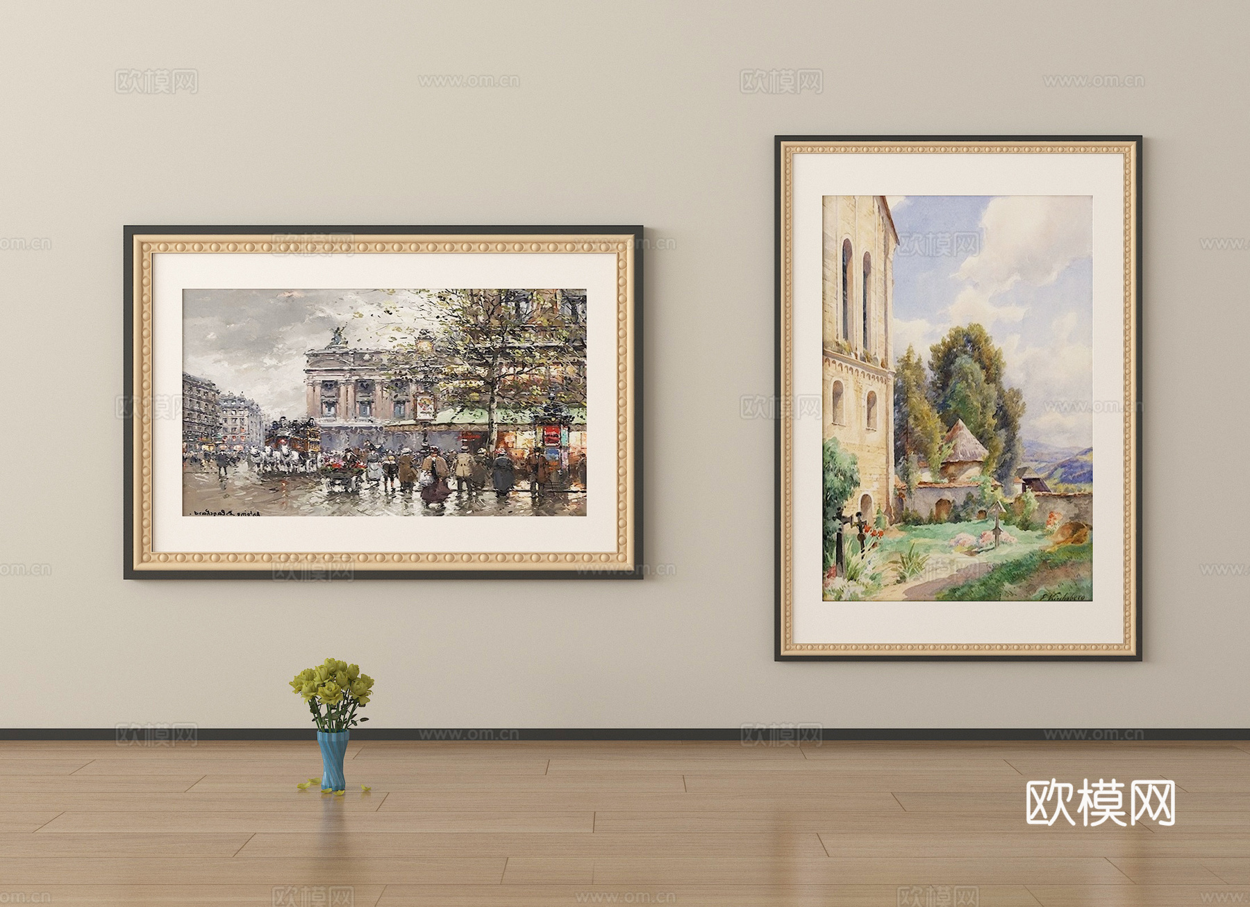 法式复古欧式古典油画现代抽象装饰画su模型