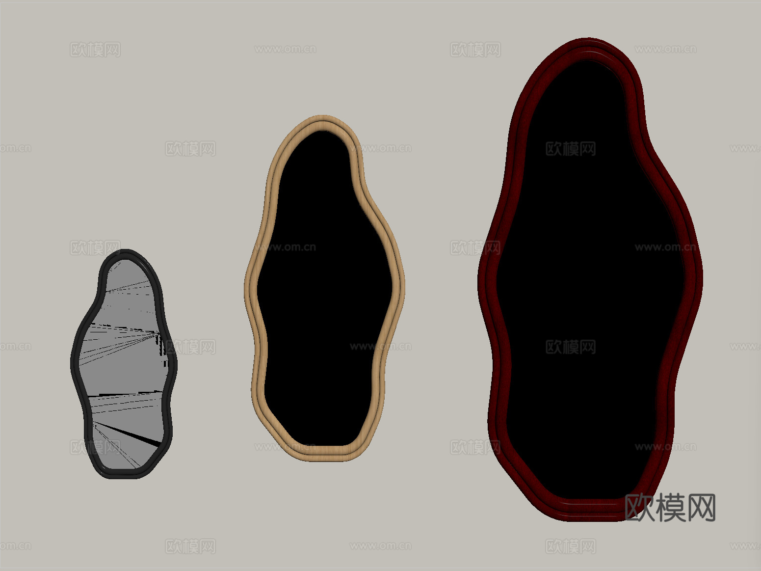 中古风镜子 化妆镜 装饰镜 落地镜su模型