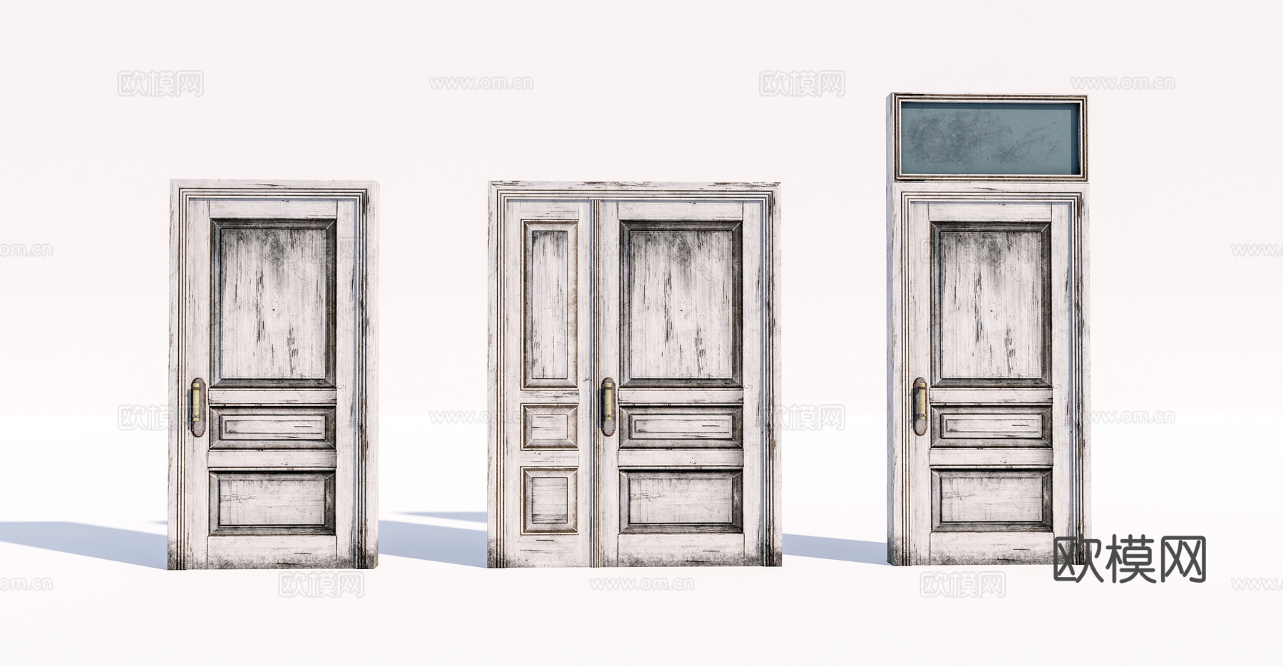 现代旧木门su模型