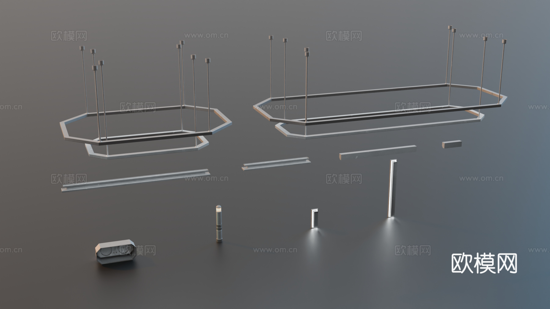 科幻灯 赛博朋克灯 吊灯 壁灯 警示灯su模型
