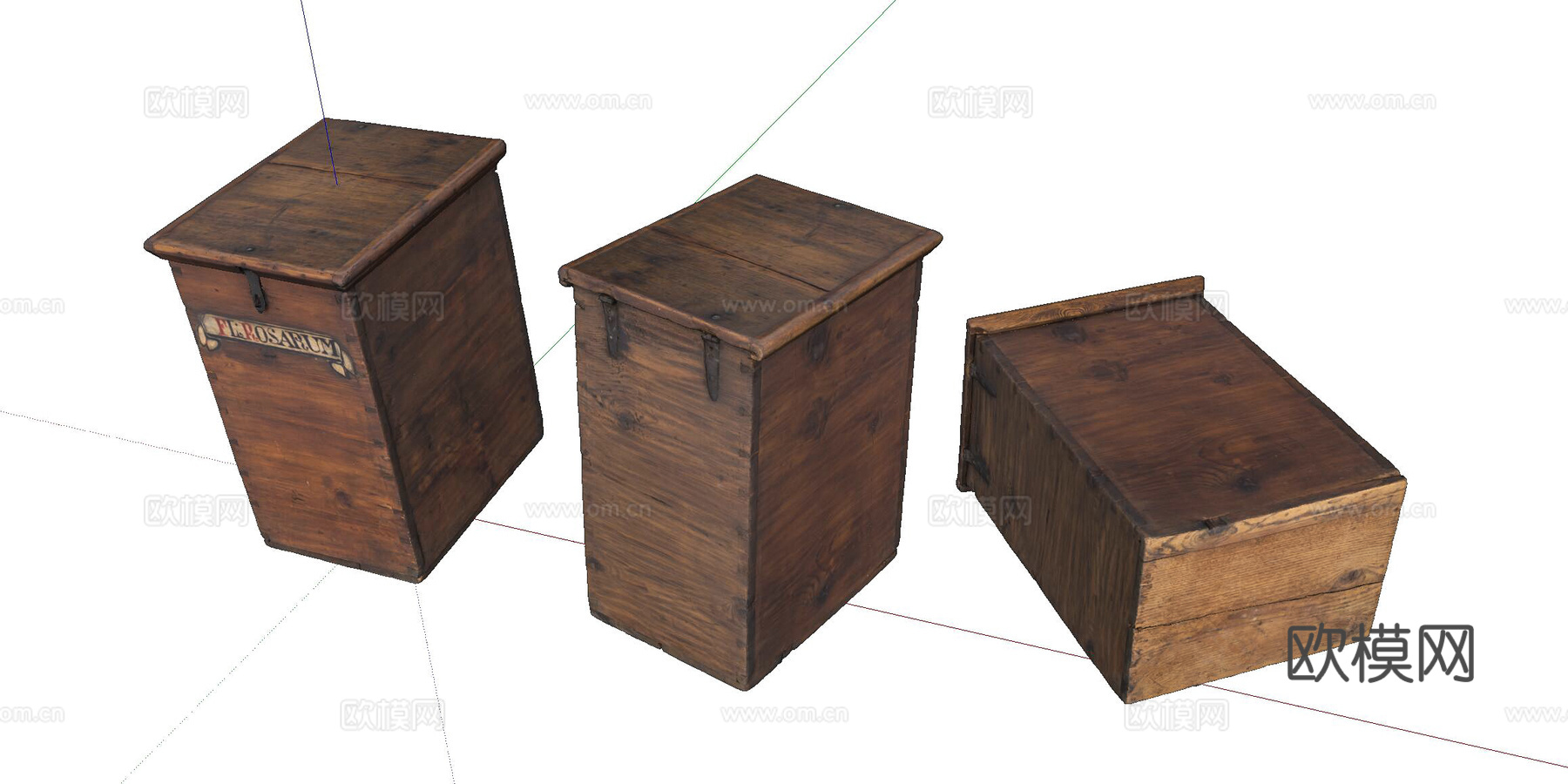 现代旧木箱 老物件su模型