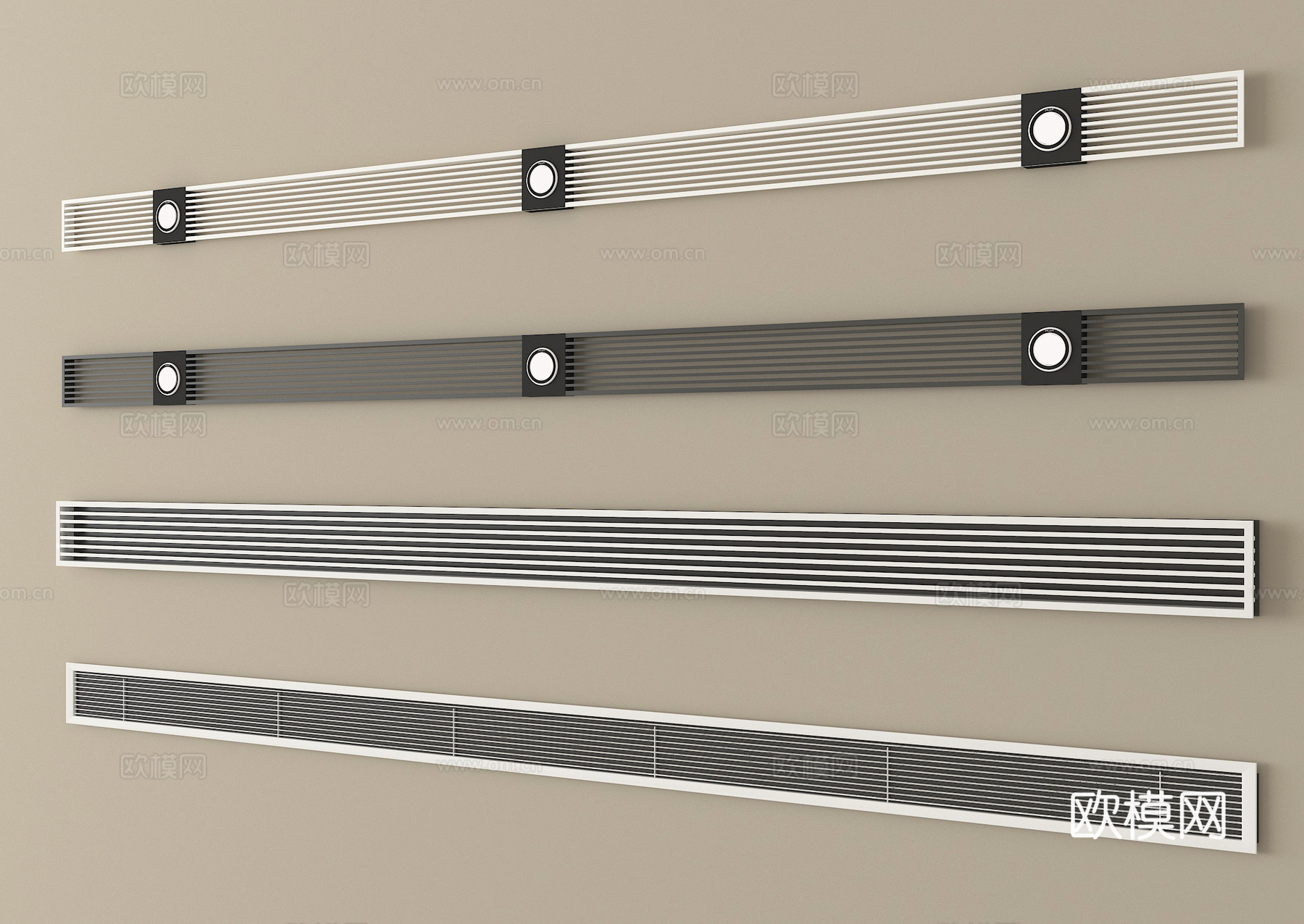 现代空调出风口 中央空调出风口 极窄出风口su模型