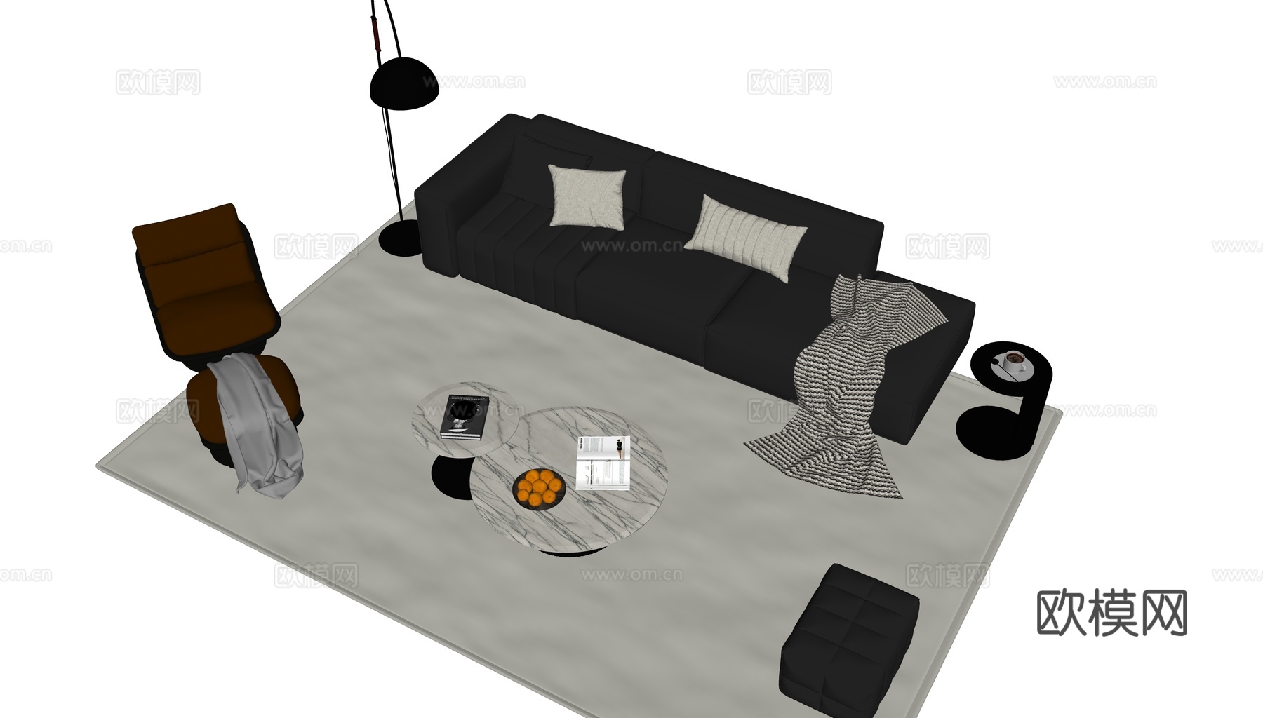 现代简约沙发组合su模型
