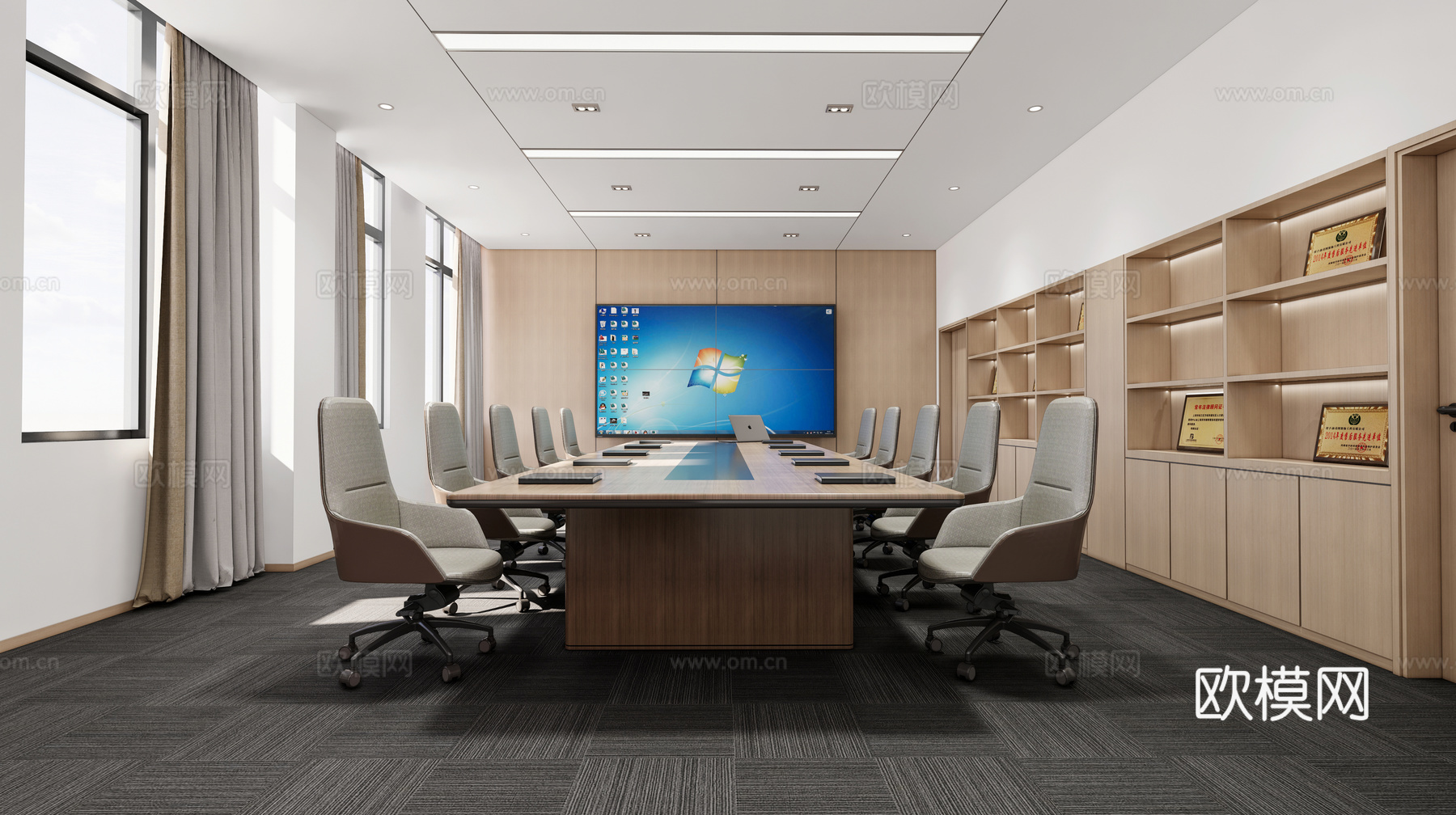 现代会议室  会议室  会议室桌椅su模型