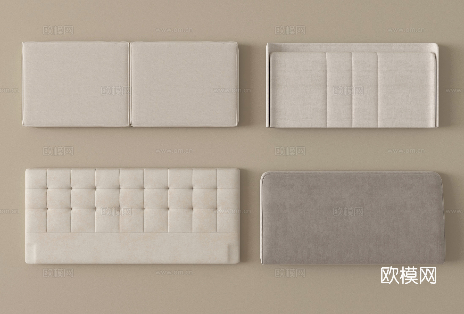 现代床靠背 床品 床头su模型