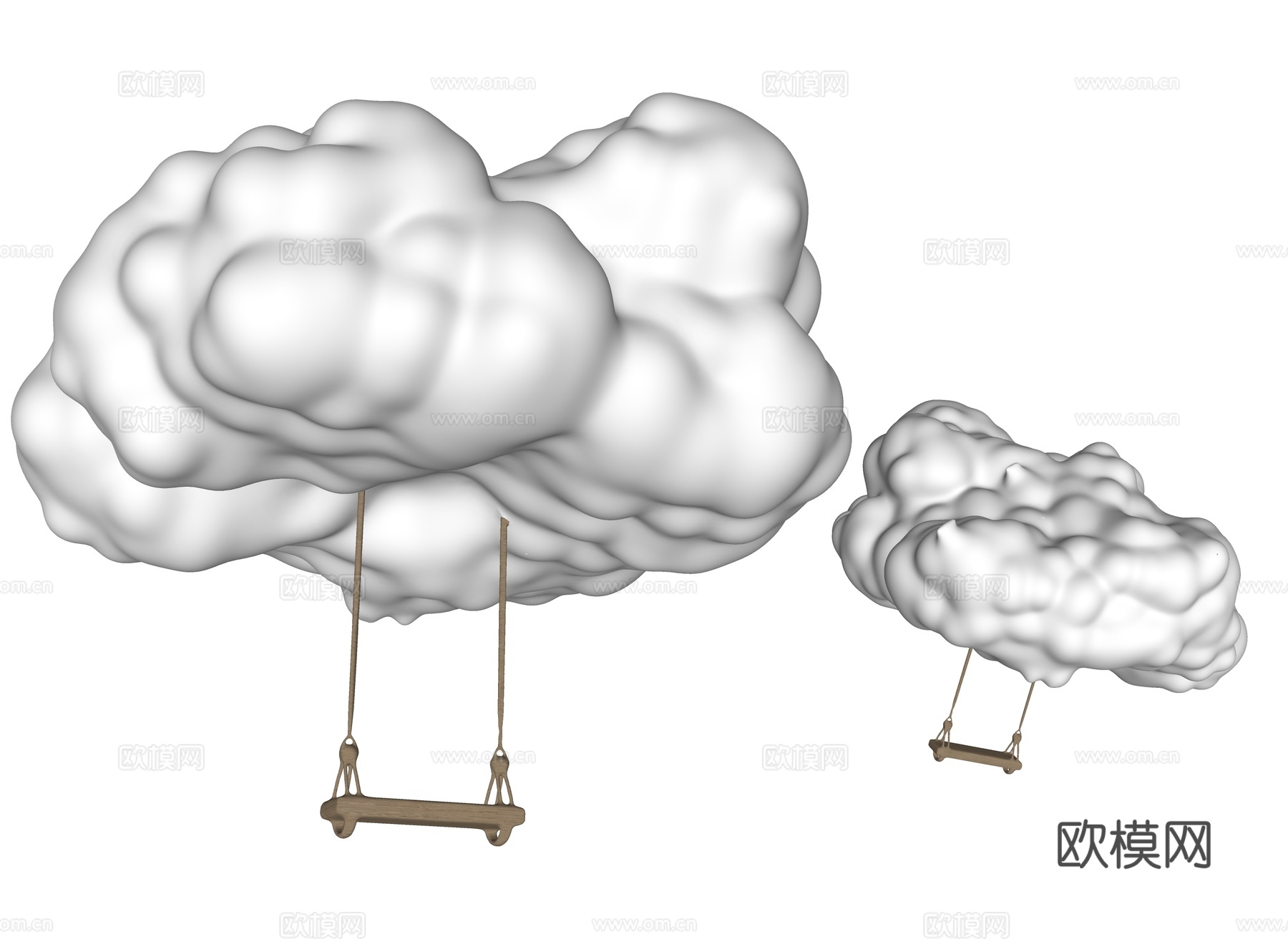 现代秋千 白云秋千 现代美陈秋千 网红打卡点秋千 云朵秋千su模型