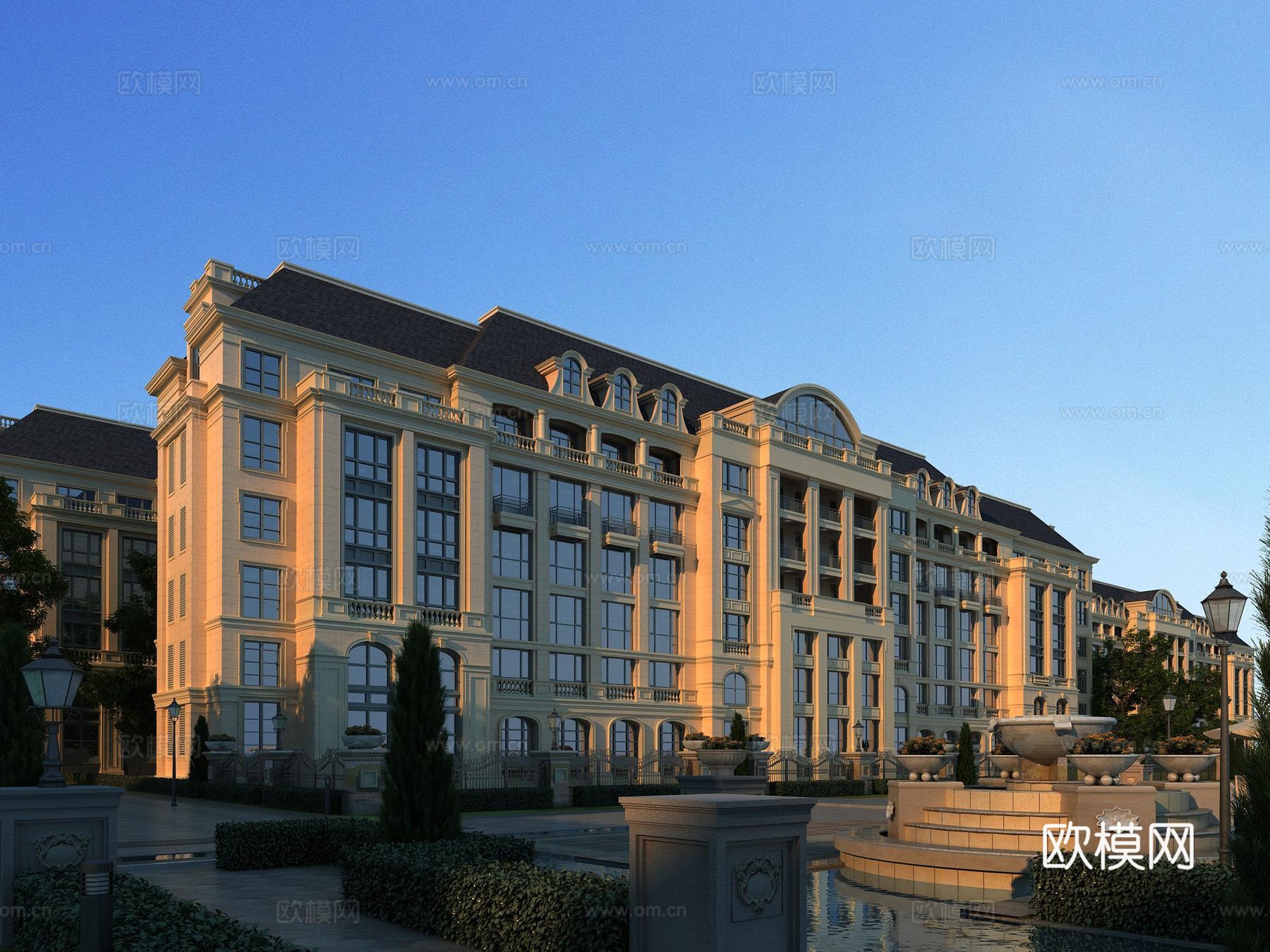 欧式古典欧式多层住宅洋房3d模型下载