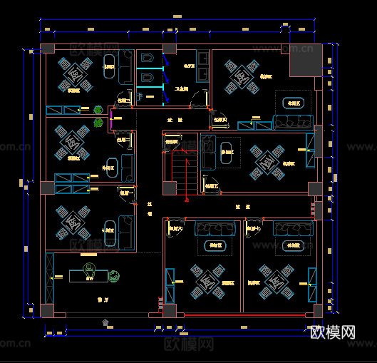 15套最新棋牌室平面设计方案cad施工图