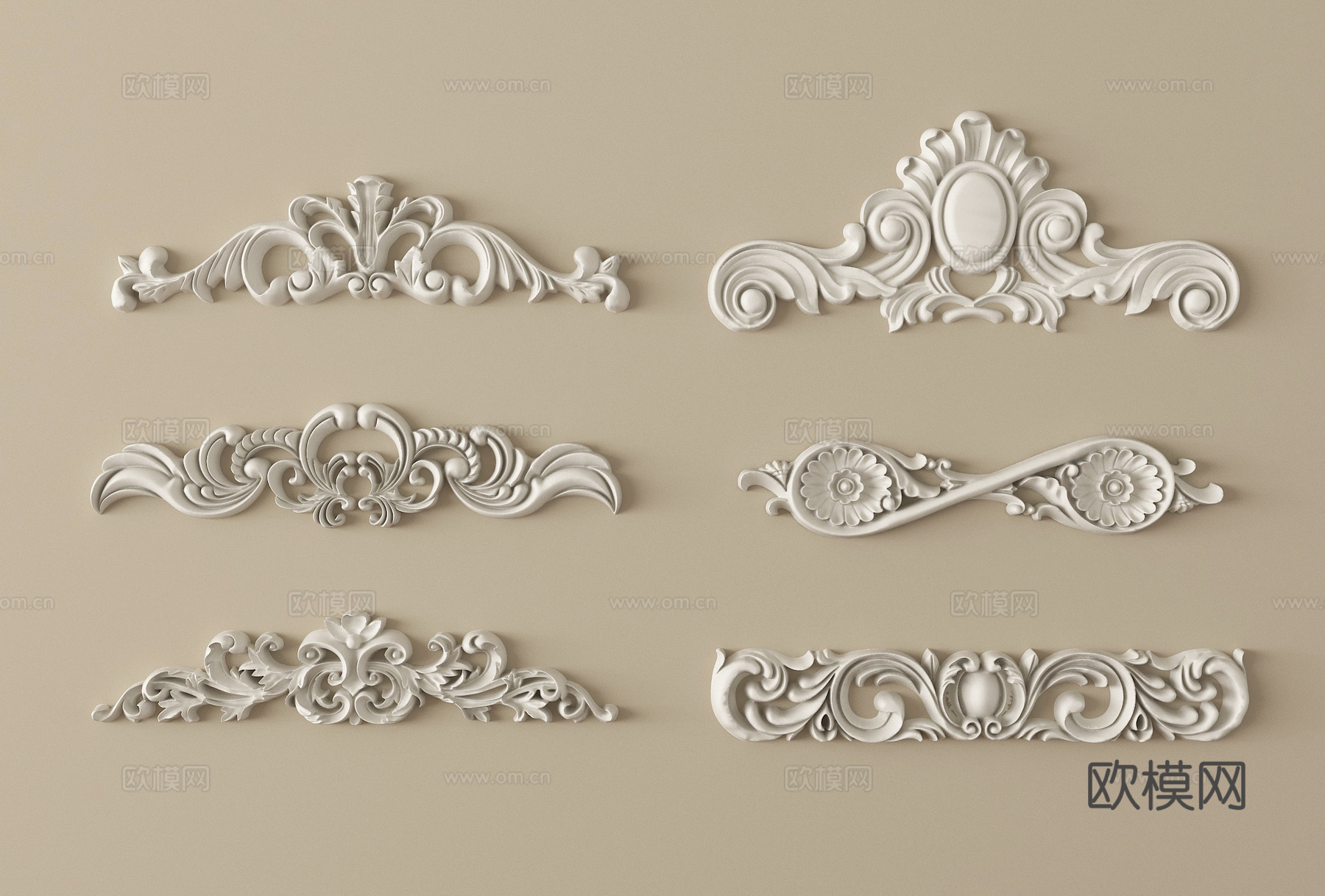 法式雕花 石膏雕花 角花 石膏构件su模型