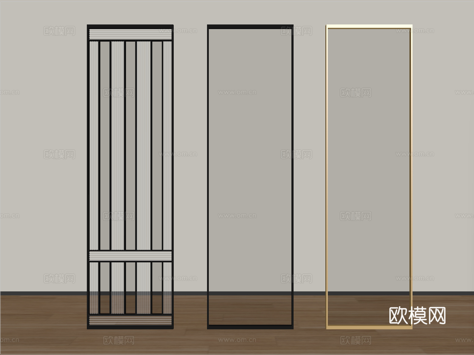 现代玻璃屏风 隔断 长虹玻璃屏风隔断su模型
