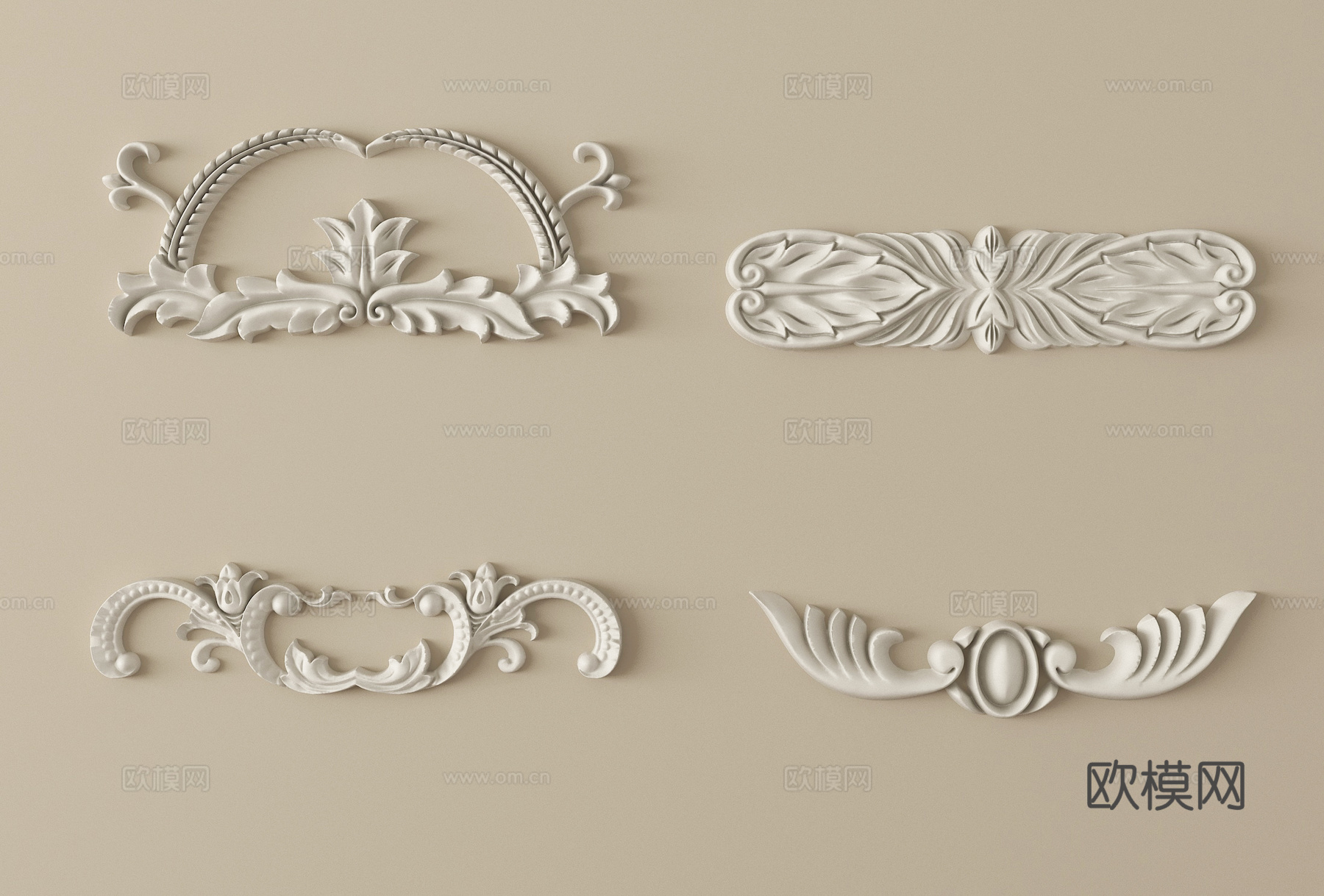 现代石膏雕花组合su模型