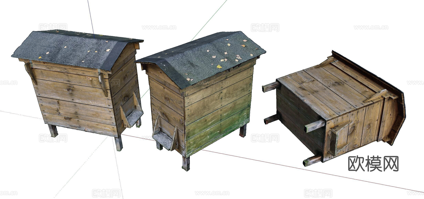 现代旧木箱 蜂箱su模型